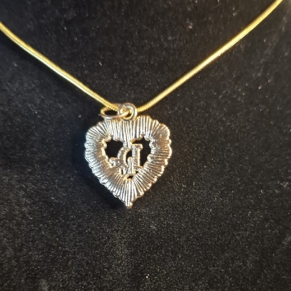 Dazzling Upcycled Gold Heart Necklace with Crystal Accents #41 - Picture 2 of 2